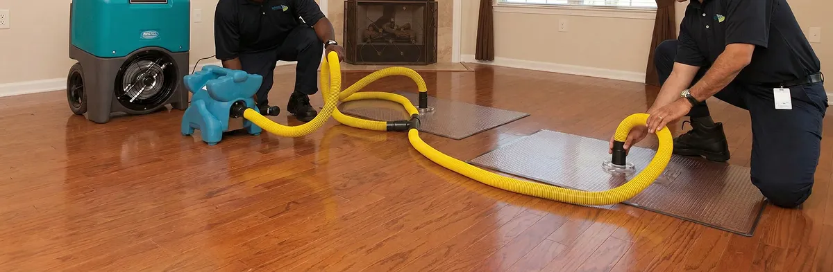 emergency water removal technicians extracting standing water from a home using professional equipment in San Francisco, CA